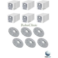 Roboclinic Roborock Saros 10R Robot Süpürge Uyumlu Yedek Aksesuar Toz Torba, Mop Paspas -12 Parça