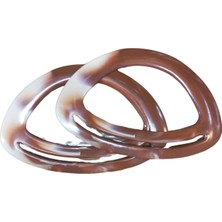 Popüler Sepet Çanta Sapı Oval Kahverengi-Beyaz 18 cm