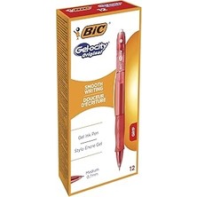 Indispensablely Bic Gel-Ocity Jel Kalem, Kırmızı Jel Kalem 12'li Kutu, 0.7 Mm. Çizgi Genişliği , Yumu