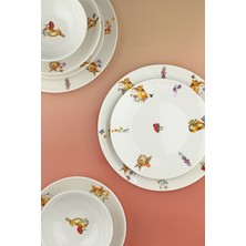 Bursa Porselen Dekor Tavşan 6 Kişilik 24 Parça Porselen Yemek Takımı