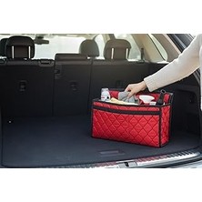 Indispensablely Oto Bagaj Organizeri, Kırmızı, Deri Kumaş, Katlanabilir, Dikdörtgen, 50X25X15 Cm, Araç Içi Düzenley