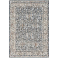 Seyran Peru 10207 Mavi Antialerjik Polyester Makine Halısı – Dokuma Tabanlı, Düz Saçak, Leke Tutmaz