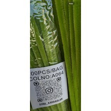 A064  Kod Mutkin Şönil 100 Lü Yeşil Renk 30 cm -🛍️ Yoğun Tüylü Hobi Çubuğu Tel El Işi 100 Lü Paket💐
