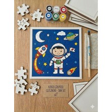 Hobi Universe 25 Parça Boyanabilir Ahşap Puzzle Seti Aslan Eğitici Aktivite ve Hobi Kiti 6 Renk Boya & Fırça Dahil