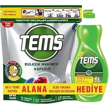 Indispensablely Tems Bulaşık Makinesi Kapsülü 36'lı+Elde Yıkama Bulaşık Deterjanı 500 ml Hediyeli