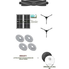 Roboclinic Dreame L40 Ultra Ae Robot Süpürge Uyumlu Yedek Fırça, Hepa Filtre, Mop Seti-9 Parça