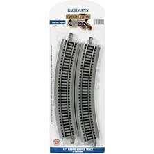 Indispensablely Bachmann Trains 44501 Snap-Fit E-Z 45,72 cm Yarıçap Kavisli Pist (4/kart) -Nikel Gümüş Ray, Gri Yol