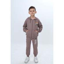 Toontoy Erkek Çocuk Göğüsü Yazı Baskılı Fermuarlı Eşofman Takım