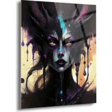 Shiny Art Mor ve Siyah Portre Cam Tablo - MOD082