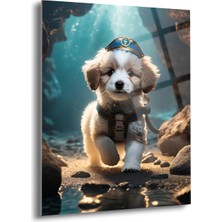 Shiny Art Sevimli Asker Köpeği Cam Tablo - MOD095