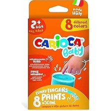 Indispensablely Carioca Bebek Parmak Boyasi 8 Renk 8X50 ml Süper Yikanabilir 2+ Yaş