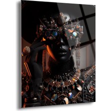 Shiny Art Siyahi Genç Kadın Cam Tablo - MOD058