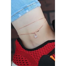 Moco Kristal Taşlı Rose Renk Çift Zincirli Hal Hal