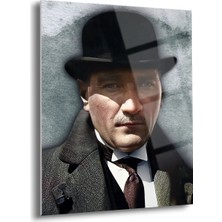 Shiny Art Atatürk Portre Cam Tablo – Uv Baskılı Temperli Cam Duvar Dekoru | Modern ve Anlamlı Tasarım - ATA001
