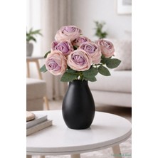 Yapay Çiçek Sitesi Gerçek Görünümlü Yapay Gül Demeti 7li 45 cm Pudra-Pembe
