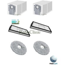 Roboclinic Roborock Saros 10R Robot Süpürge Uyumlu Yedek Aksesuar Toz Torba, Hepa Filtre, Mop Paspas -6 Parça