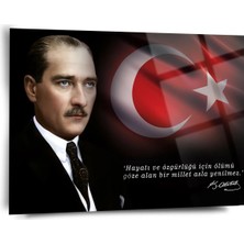 Shiny Art Türk Bayrağı ve Atatürk Portre Cam Tablo - ATA110