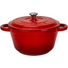 Indispensablely Lava Döküm Yuvarlak Tencere Döküm Demir Kapak New Heritage Serisi Çap 22CM. Kırmızı