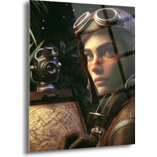Shiny Art Steampunk Kız Cam Tablo - MOD086