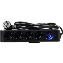 Indispensablely 5lı 2mt Topraklı Korumalı Siyah Priz