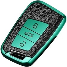 Indispensablely Skoda Suberb Ile Uyumlu Yeşil Süperlüx Anahtar Kılıfı, Anahtar Koruma Kabı