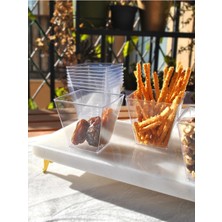 Qualitev 10 Adet 200 ml Mika Magnolya Kase Plastik Tatlı Sunum Kabı Dondurma Puding Meze Salata Cup