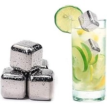 Indispensablely Perlotus 2'li Çelik Metal Viski Taşı Soğutma Buz Küpü Içecek Soğutma Metal Buz Küpleri