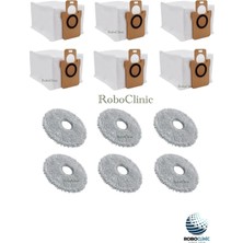 Roboclinic Xiaomi Robot Vacuum X20 Pro / X20 Max Robot Süpürge Uyumlu Yedek Toz Torbası, Mop Paspas -12 Parça