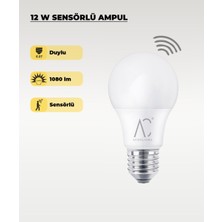 AC Aydınlatma 12W Sensörlü LED Ampul 6500K Beyaz Işık – Hareket Algılayan Akıllı Ampul