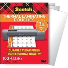 Indispensablely Scotch Thermal Laminator Pouches 3 Mil 100/PKG-8.9&QUOT;X11.4&QUOT; Letter