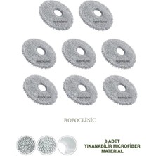 Roboclinic Roborock Saros 10R Robot Süpürge Uyumlu Yedek Microfiber Mop Paspas Bezi -8 Adet