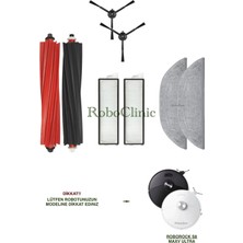 Roboclinic Roborock S8 Maxv Ultra Robot Süpürge Uyumlu Yedek Fırça, Hepa Filtre, Mop Paspas Seti -8 Parça