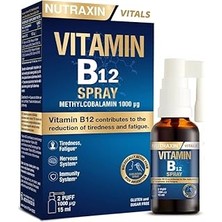 Indispensablely Nutraxin B12 Sprey 1000 Μg Metilkobalamin, Yüksek Emilim, Vegan Uyumlu, Ağız Yoluyla Takviy