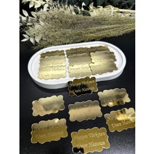 Pleksi Etiket 1 mm Arkası Yapışkanlı Gold ve Gümüş ( 25 Adet ) 4x3 cm