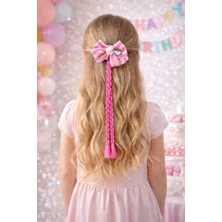 Vitrinmixmini Hello Kitty Figürlü Kız Çocuk Saç Tokası – Pembe Örgü Saçlı Fiyonk Toka-Kutulu