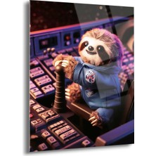 Shiny Art Astronot Tembel Hayvan Cam Tablo - MOD098