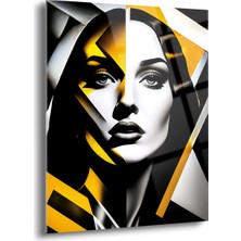 Shiny Art Op-Art Kadın Silüeti Cam Tablo - MOD028
