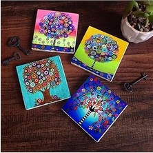 Indispensablely Ağacı Taş Bardak Altlığı Seti - 4 Parça - Dekoratif, Rustik Mutfak Aksesuarı, 10X10 Cm, Kaydırmaz T