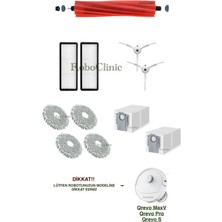 Roboclinic Roborock Q revo Pro / Maxv / S / Robot Süpürge Uyumlu Yedek Toz Torba, Fırça, Filtre, Mop -11 Parça