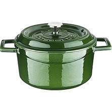 Indispensablely Lava Serisi - Döküm Yuvarlak Tencere, 20 Cm, Majolik Yeşil