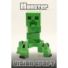 Modelerman Design Yeşil Piksel Canavar Figür 3D Baskı Model Koleksiyon Oyun Diorama Kişiselleştirilebilir Hediye