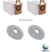 Roboclinic Xiaomi Robot Vacuum X20 Pro / X20 Max Robot Süpürge Uyumlu Yedek Toz Torbası, Mop Paspas -4 Parça