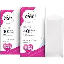 Indispensablely Veet Pure Hassas Ciltler Için Ağda Bandı, Bacak Vücut Bölgesi, 80'li
