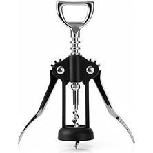 Indispensablely Siyah Kanatlı Tirbuşon Şarap Açacağı – Paslanmaz Çelik Vidalı, Ergonomik Kollu, Klasik Şişe Açacağı