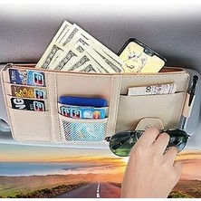 Indispensablely Güneşliği Düzenleyici, Evrensel Araç Içi Aksesuar, Çok Cepli Ağ Fermuarlı Pu Deri Güneşlik Saklama