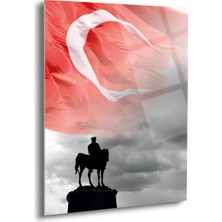 Shiny Art Türk Bayrağı ve Atatürk Portre Cam Tablo - ATA107