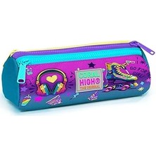 Indispensablely Coral High Pembe Turkuaz Kulaklık Paten Üç Bölmeli Kalem Çantası - Kız Çocuk
