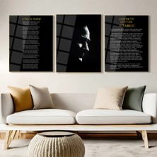 Shiny Art Atatürk Portre - Gençliğe Hitabe ve Istiklal Marşı Cam Tablo - ATA017