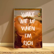 DES VU PRINT Wake Me Up When I'm Rich, Altered Quote Art Temalı Çerçevesiz Poster, Vintage Temalı Poster, Modern Pinterest Temalı Çerçevesiz Poster