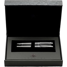 Indispensablely Steelpen Serisi 2715 Parlak Krom Dolma Kalem+Tükenmez Kalem Seti